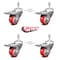Service Caster 3 Inch Red Polyurethane Swivel 3/8 Inch Stem Caster Set with Total Lock Brake SCC-TSTTL20S314-PPUB-RED-381615-4 - alternate 3
